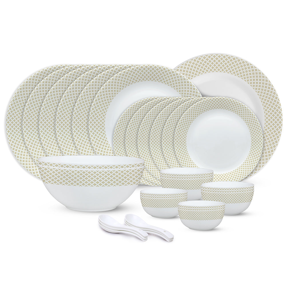 Larah by Borosil, Cara Dinner Set 33 pc Set: Serves 6