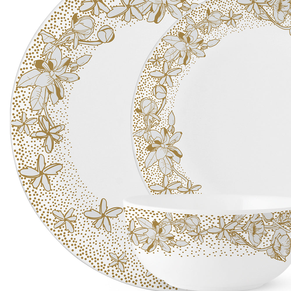 Larah by Borosil, Eden Green Dinner Set 33 pc Set: Serves 6