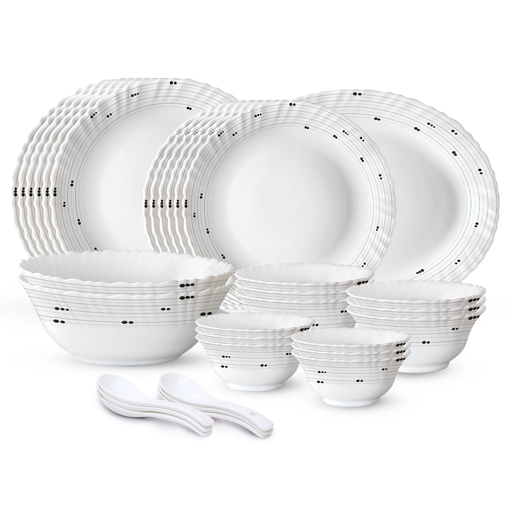 Larah by Borosil, Grey Cosmic Dinner Set 33 pc Set: Serves 6 (Option 2)