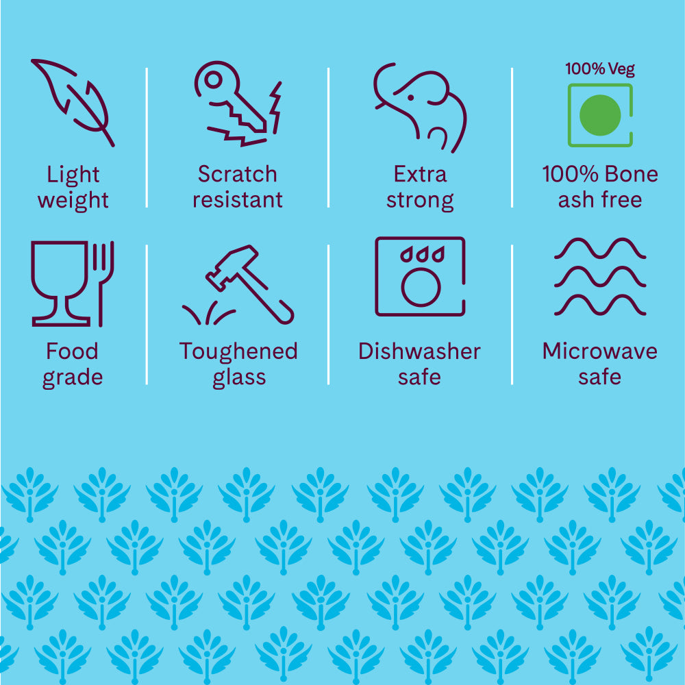 Larah by Borosil, Opalware, Microwave Safe, Green Nova Dinner Set (Serves 4,6,8) 33 pc Set: Serves 6