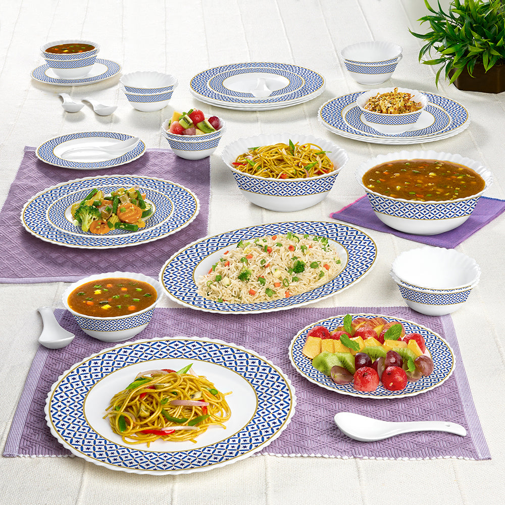 Larah by Borosil Juliet Dinner Set 33 pc Set: Serves 6
