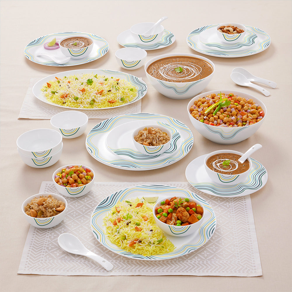 Larah by Borosil Mia Dinner Set 33 pc Set: Serves 6
