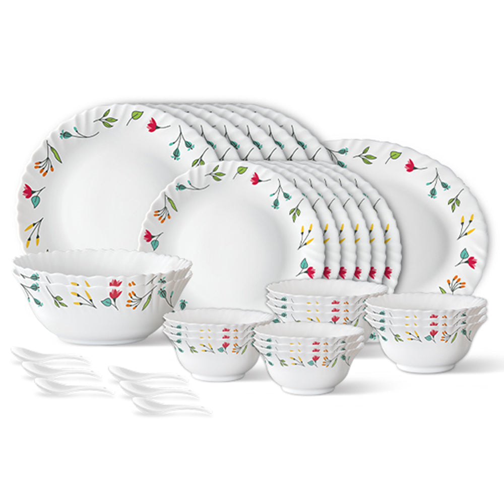 Larah by Borosil, Minerva Dinner Set 33 pc Set: Serves 6 (Option 3)