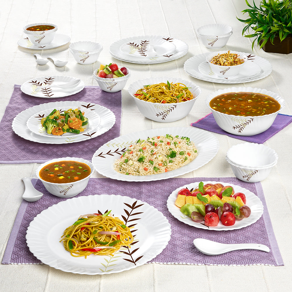 Larah by Borosil Oak Dinner Set 33 pc Set: Serves 6 (Option 1)
