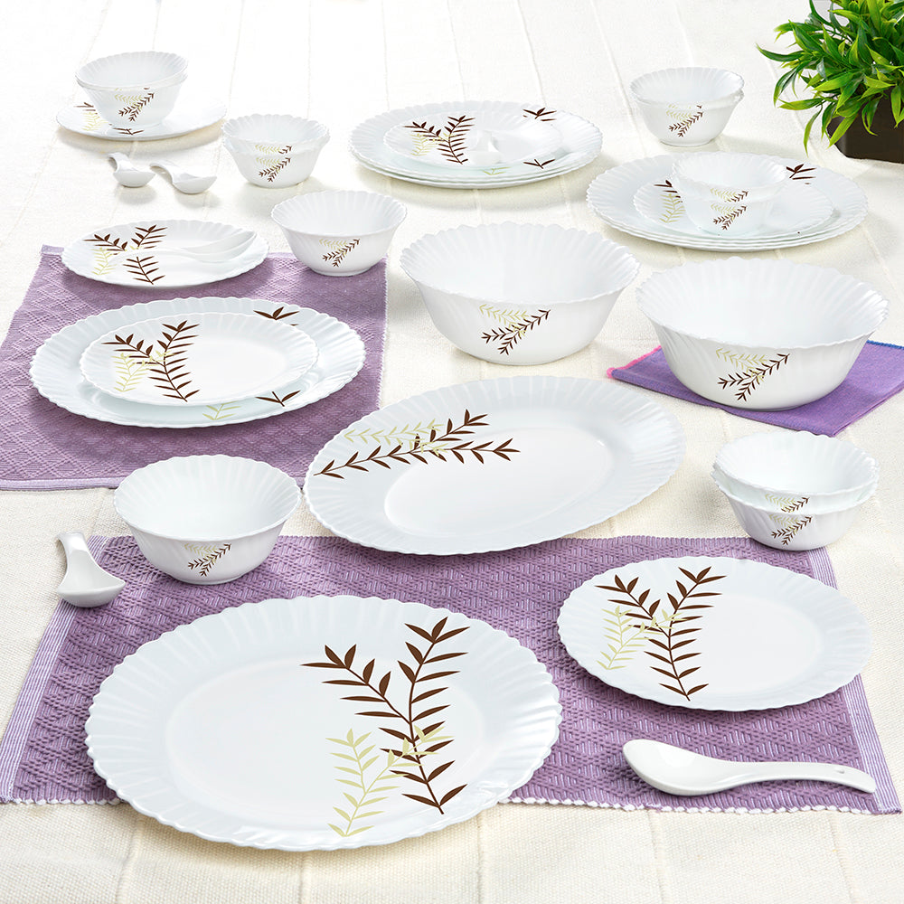 Larah by Borosil Oak Dinner Set 33 pc Set: Serves 6 (Option 1)