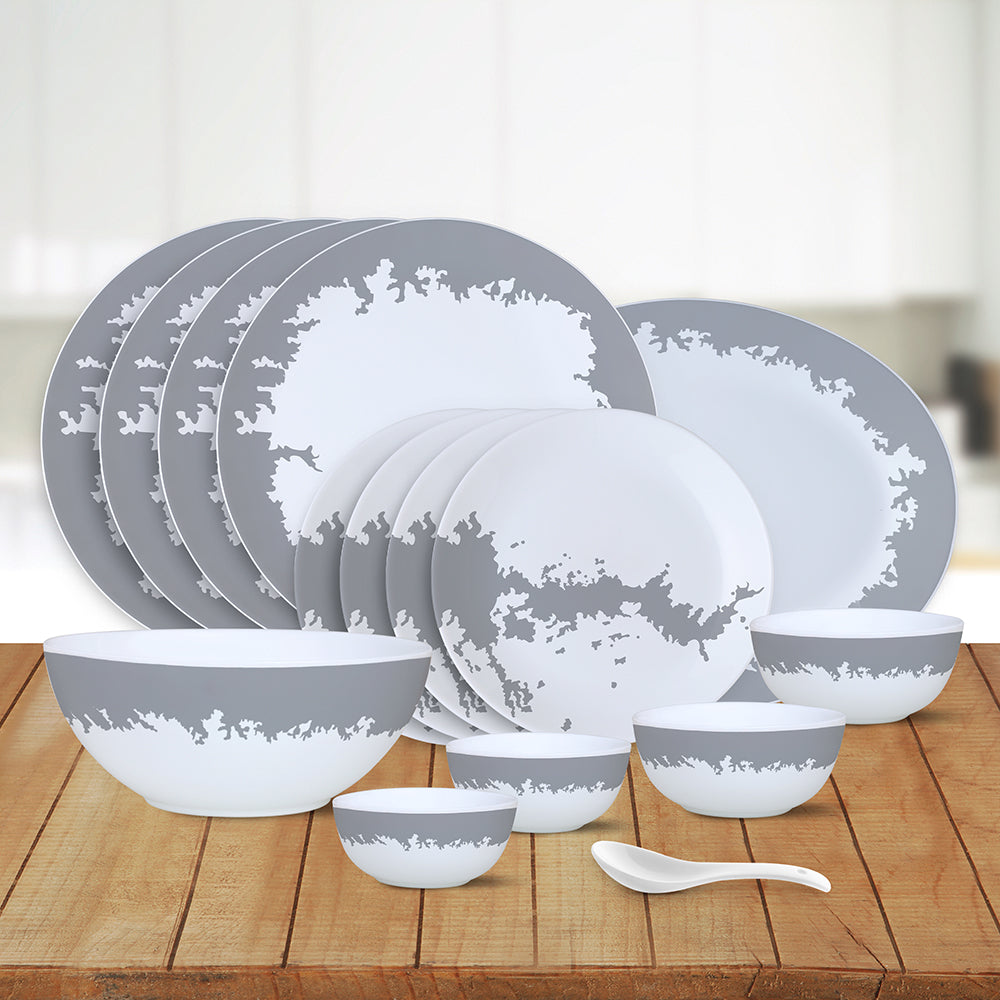 Larah by Borosil Silver Luna Dinner Set, 33 pc