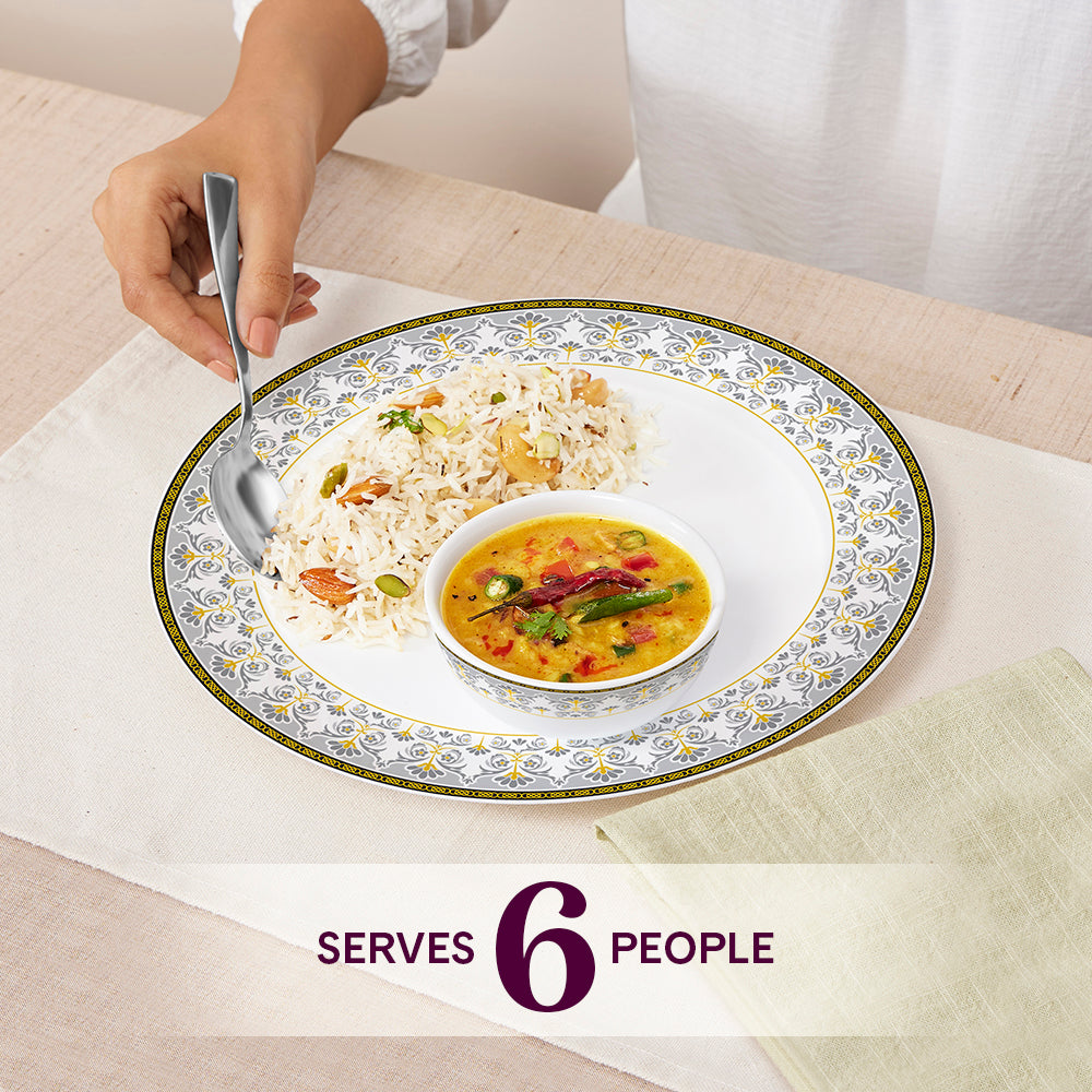 Larah by Borosil Vatika Dinner Set 33 pc Set: Serves 6