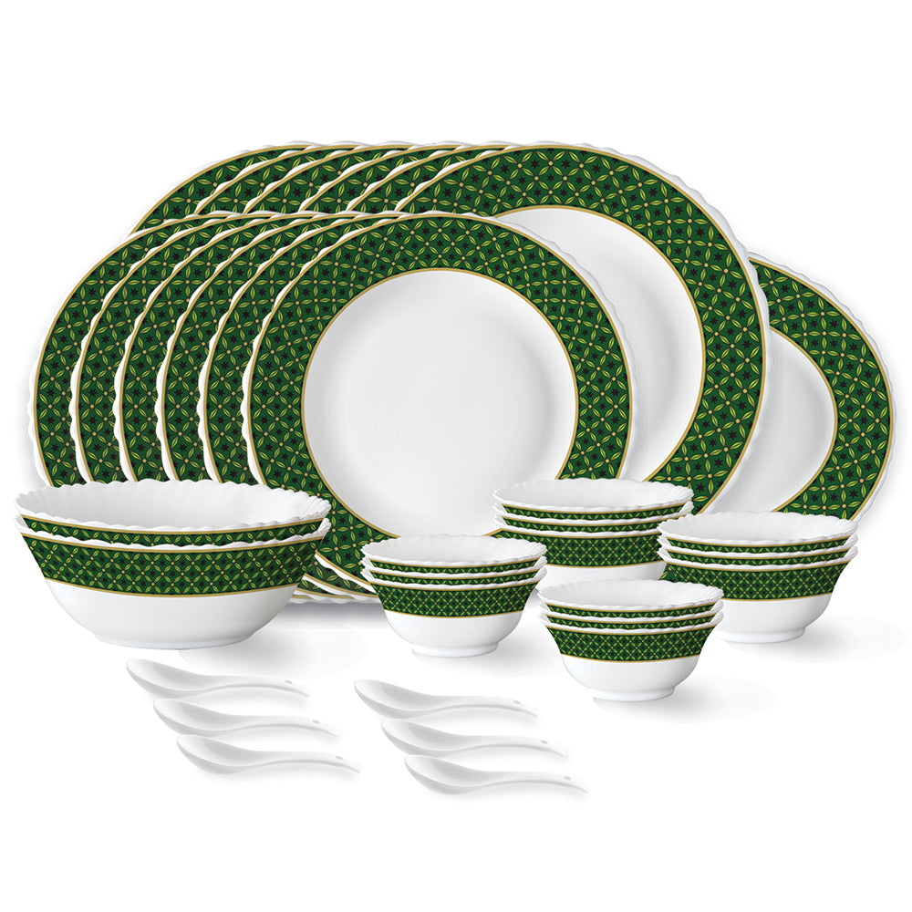 Larah by Borosil Yuri Dinner Set 33 pc Set: Serves 6