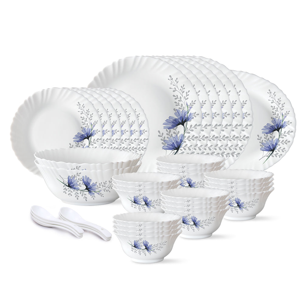 Larah by Borosil, Bellflower Dinner Set 33 pc Set: Serves 6 (Option 2)