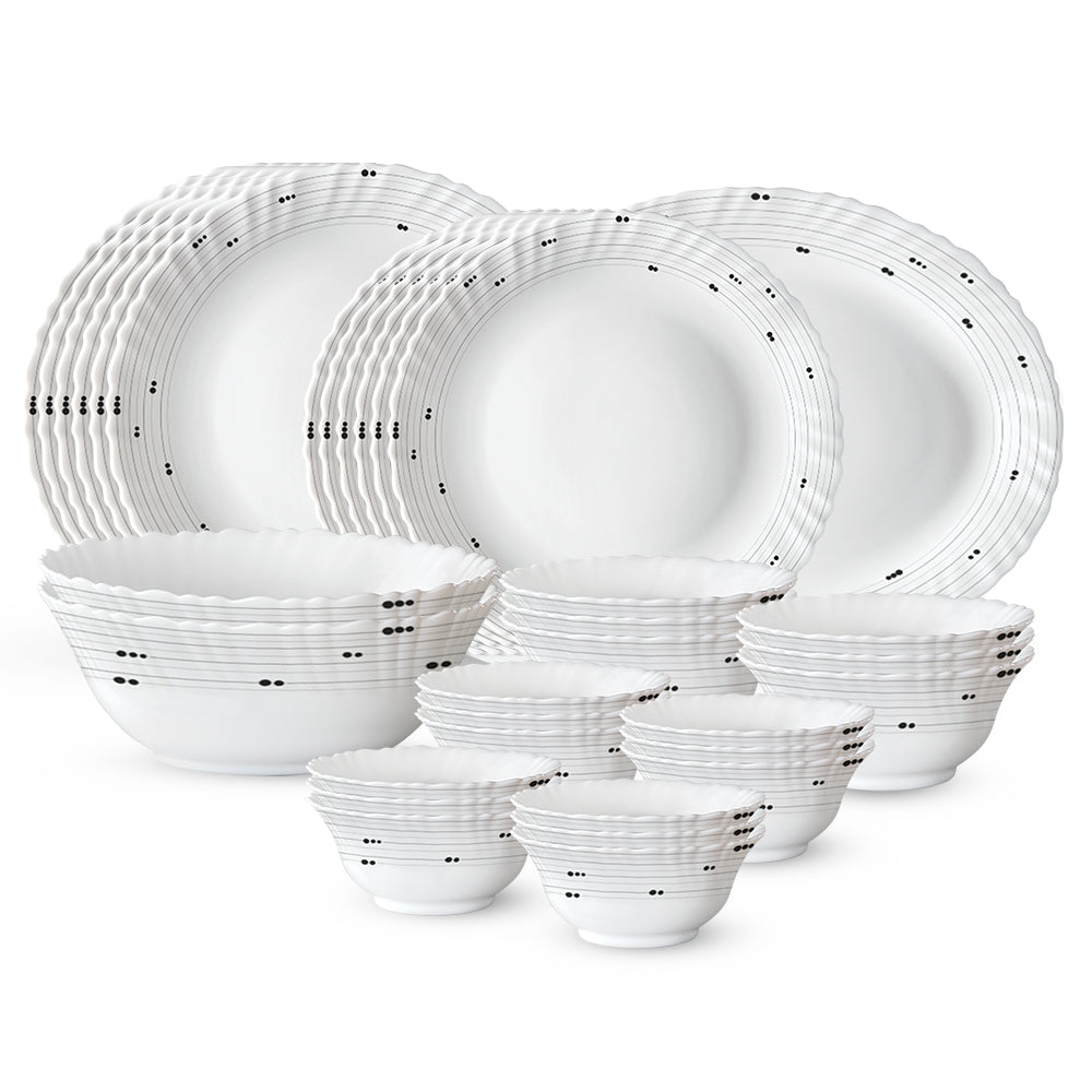Larah by Borosil, Grey Cosmic Dinner Set 33 pc Set: Serves 6 (Option 3)