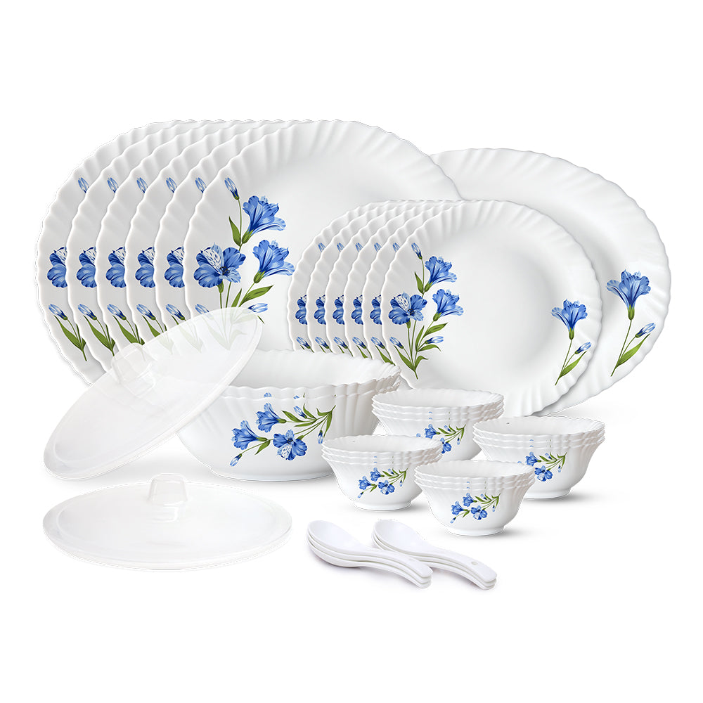 Larah by Borosil, Marina Blue Dinner Set 35 pc Set: Serves 6