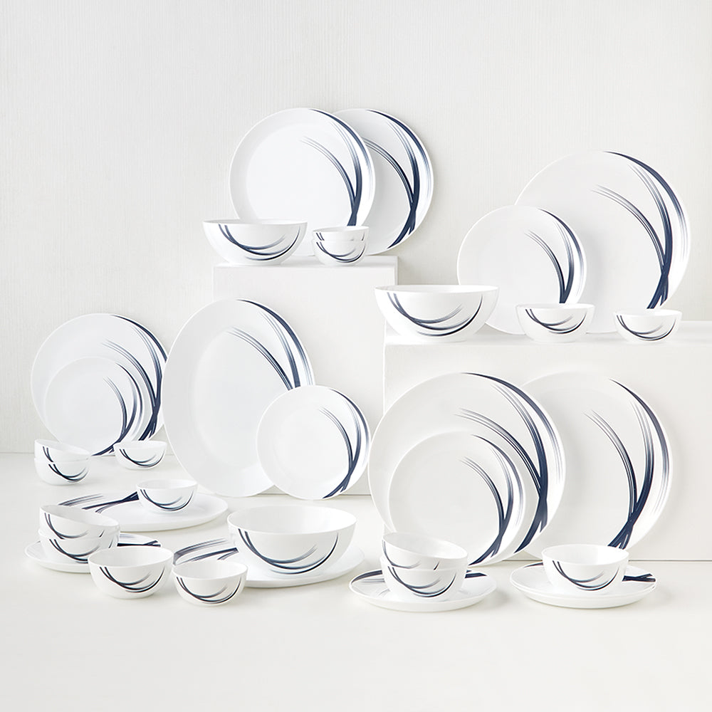 Larah by Borosil Indigo Stella Dinner Set 36 pc Set: Serves 8