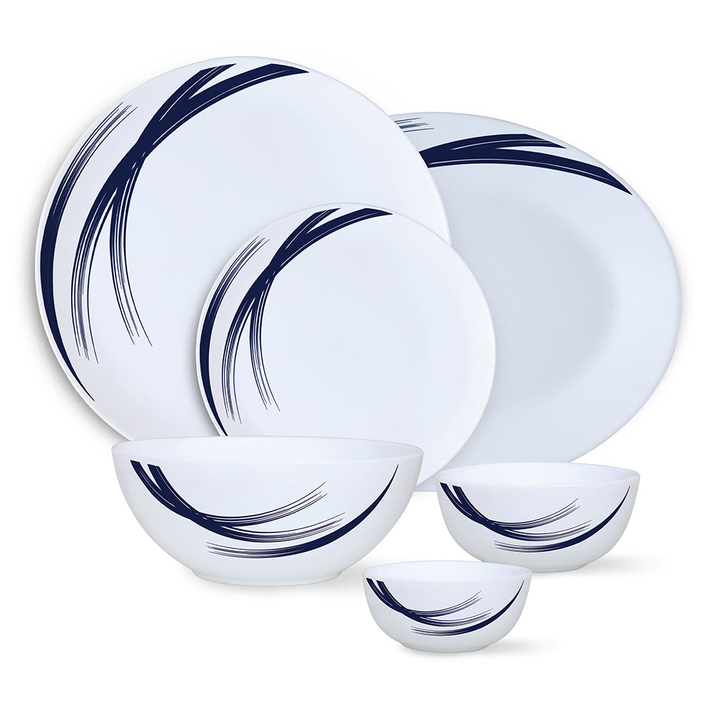Larah by Borosil Indigo Stella Dinner Set 36 pc Set: Serves 8