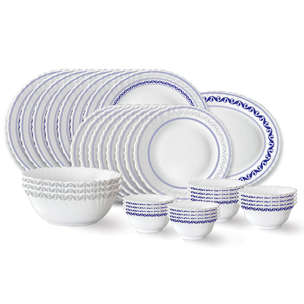 Larah by Borosil Jazzblue Dinner Set 36 pc Set: Serves 8