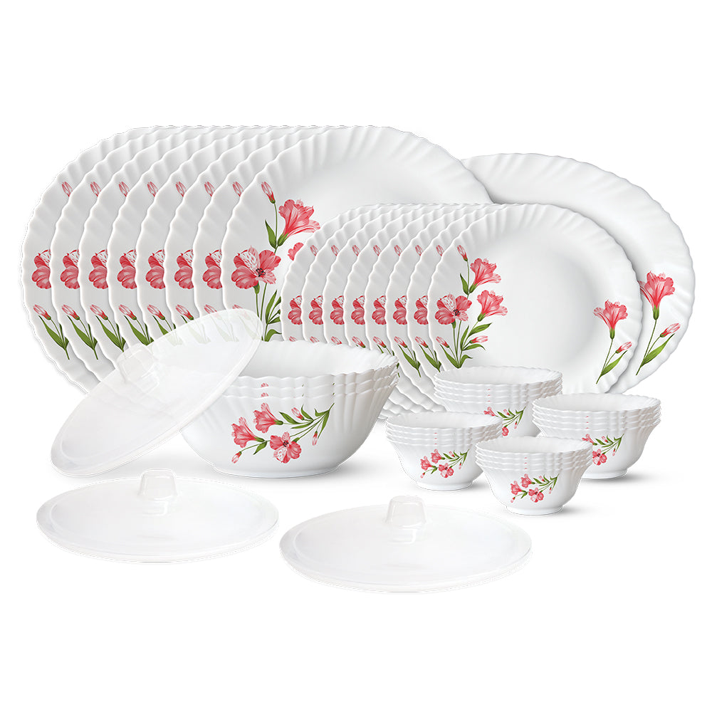 Larah by Borosil, Marina Peach Dinner Set 36 pc Set: Serves 8
