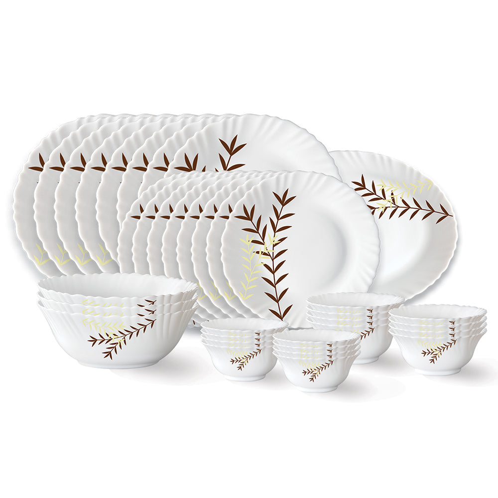 Larah by Borosil Oak Dinner Set 36 pc Set: Serves 8