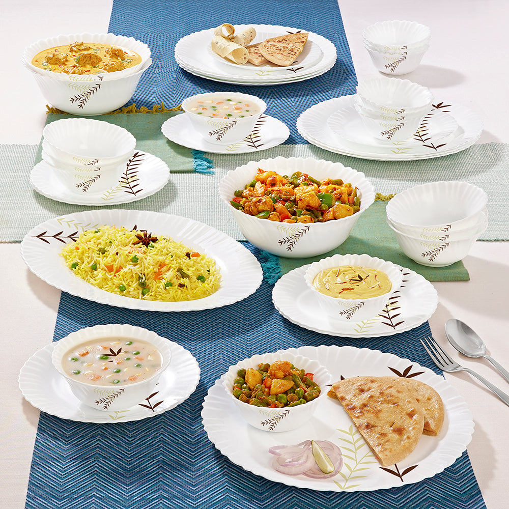 Larah by Borosil Oak Dinner Set 36 pc Set: Serves 8