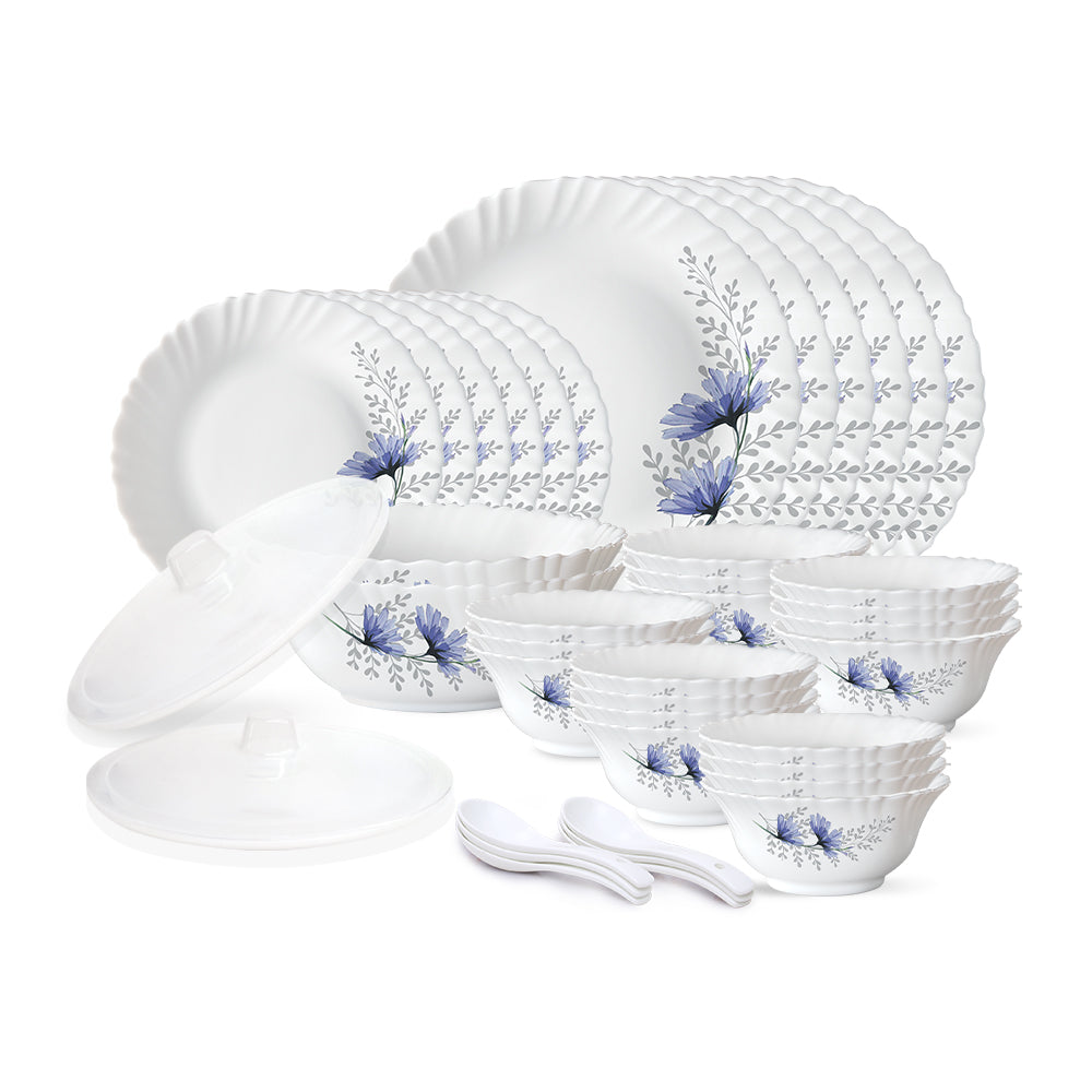 Larah by Borosil, Bellflower Dinner Set 40 pc Set: Serves 6
