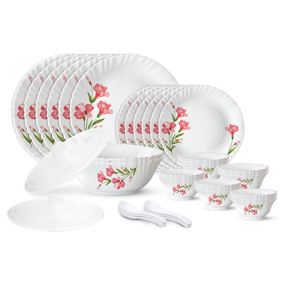 Larah by Borosil, Marina Peach Dinner Set 40 pc Set: Serves 6