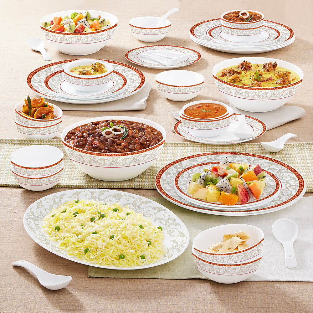 Larah by Borosil Ragina Dinner Set 44 pc Set: Serves 8