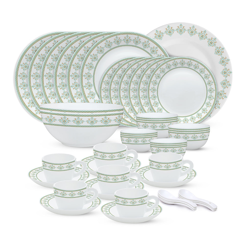 Larah by Borosil, Cyan Dinner Set, 45 pc