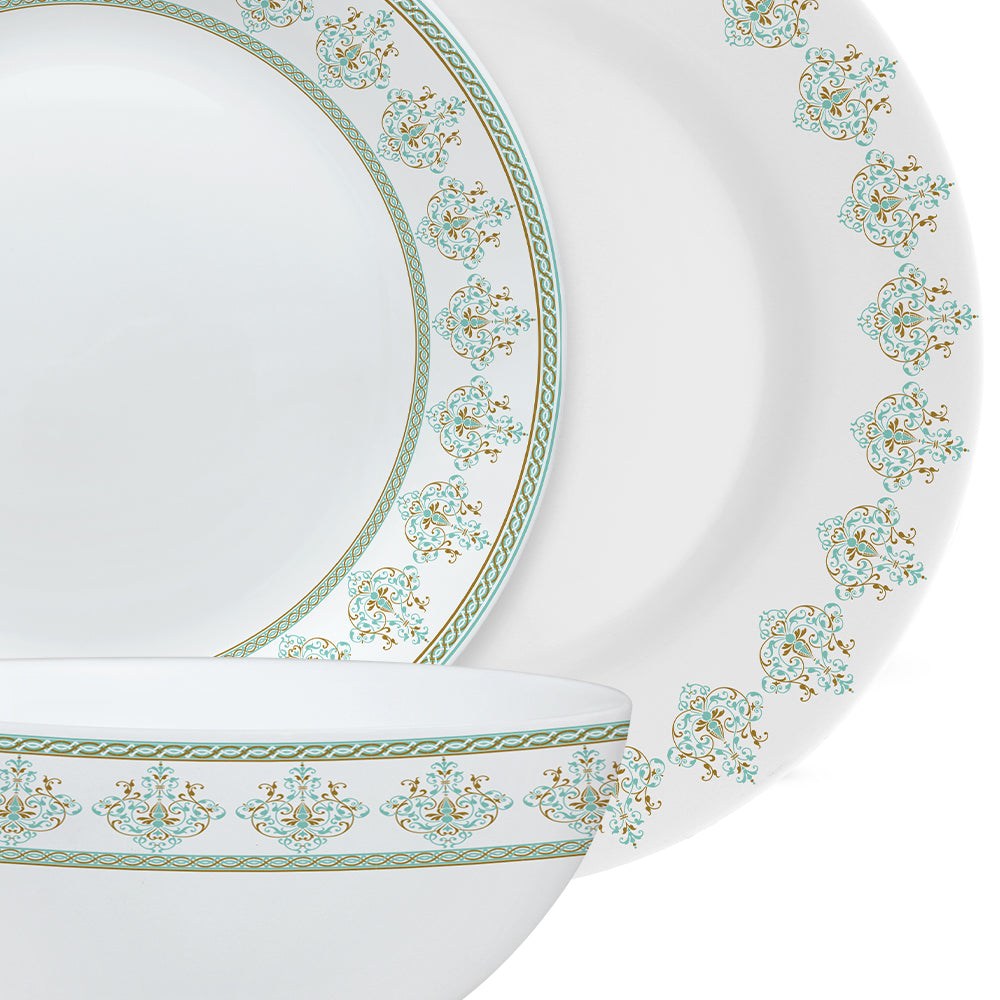 Larah by Borosil, Cyan Dinner Set, 45 pc