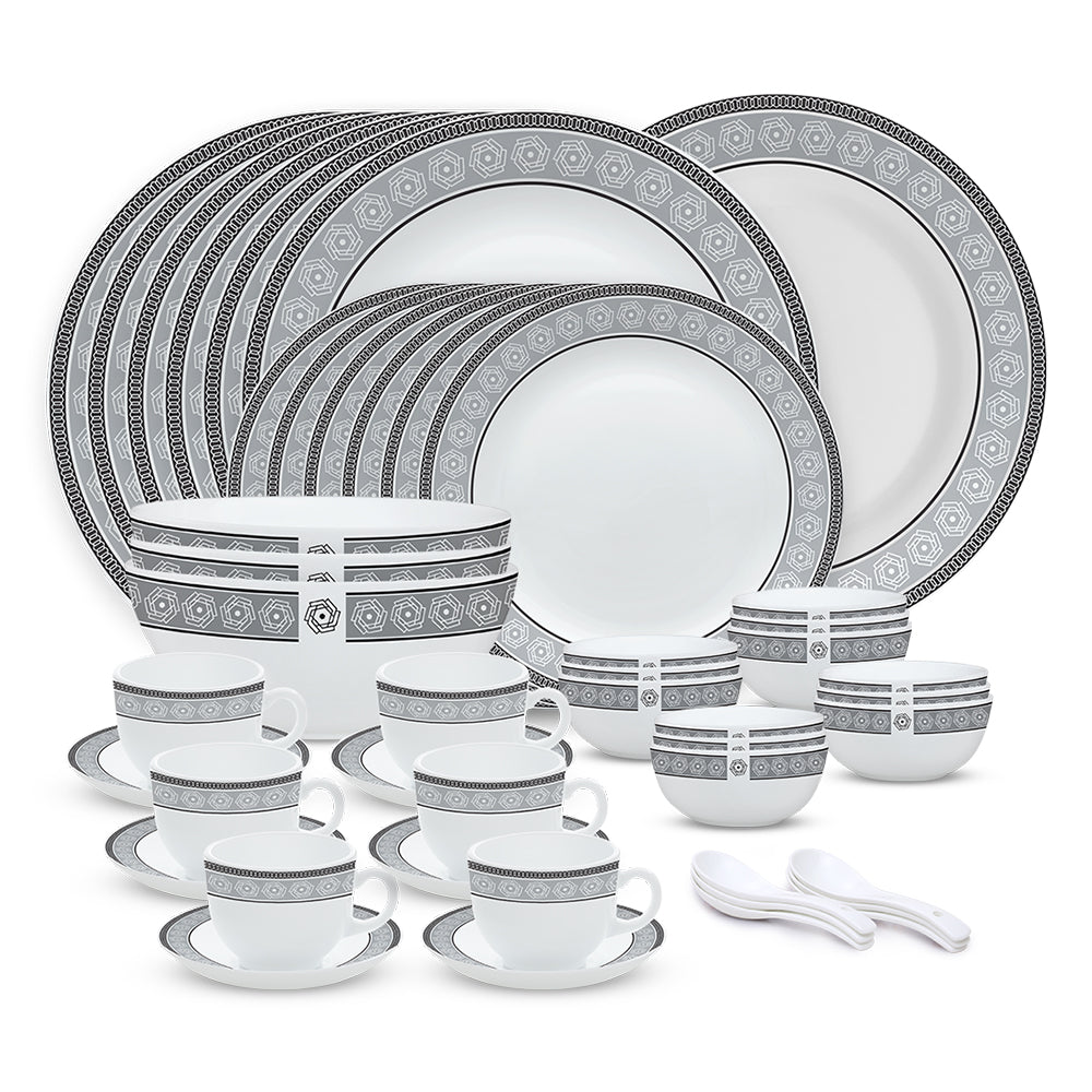 Larah by Borosil, Noor Dinner Set 45 pc Set: Serves 6