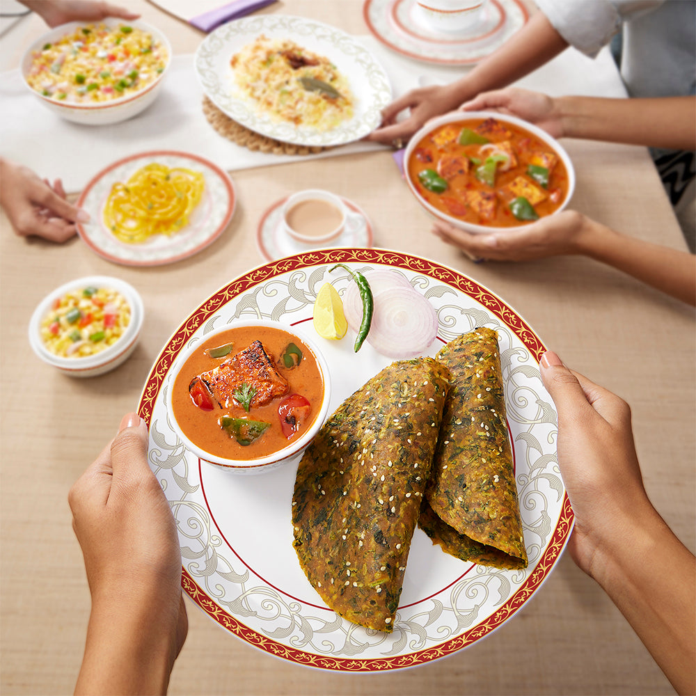 Larah by Borosil Ragina Dinner Set 45 pc Set: Serves 6