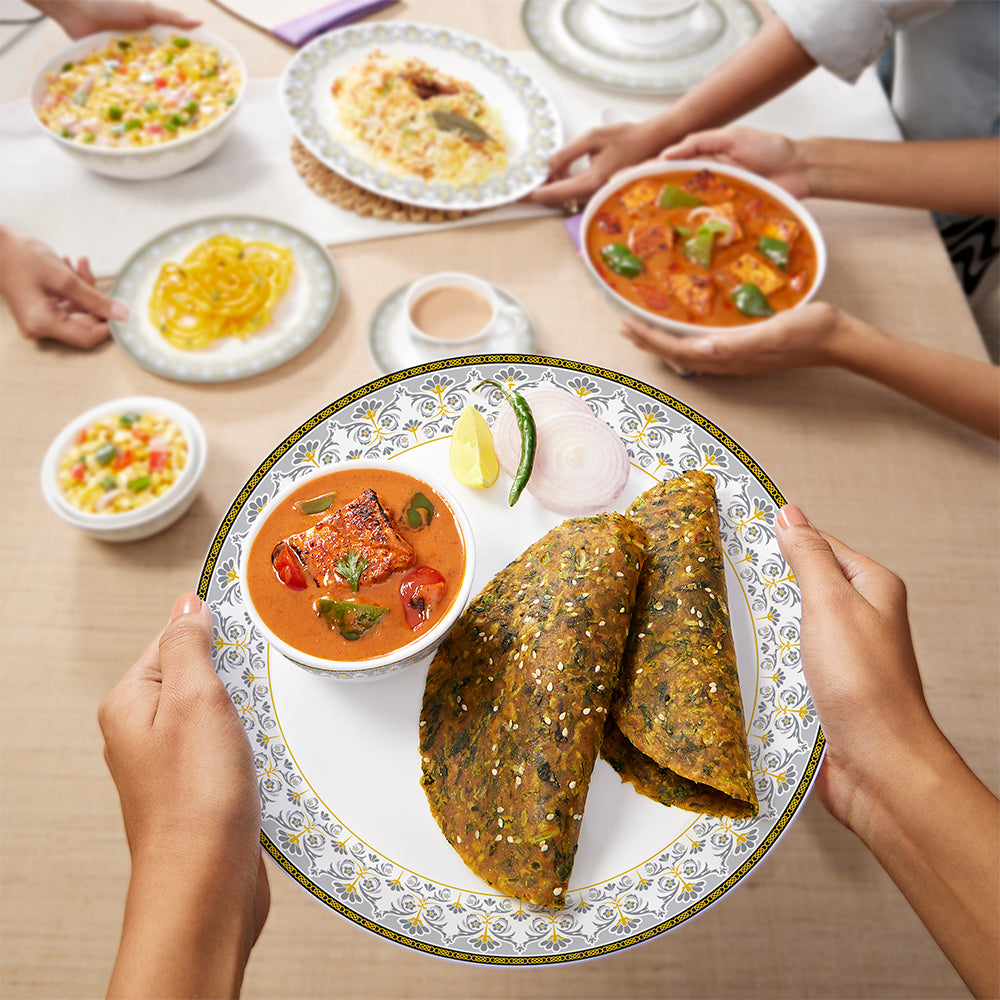 Larah by Borosil Vatika Dinner Set 45 pc Set: Serves 6