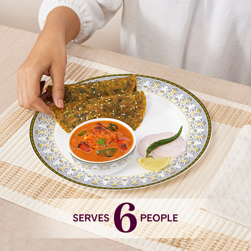 Larah by Borosil Vatika Dinner Set 45 pc Set: Serves 6