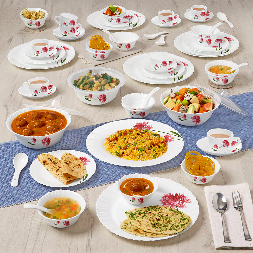 Larah by Borosil Belle Dinner Set 63 pc Set: Serves 8