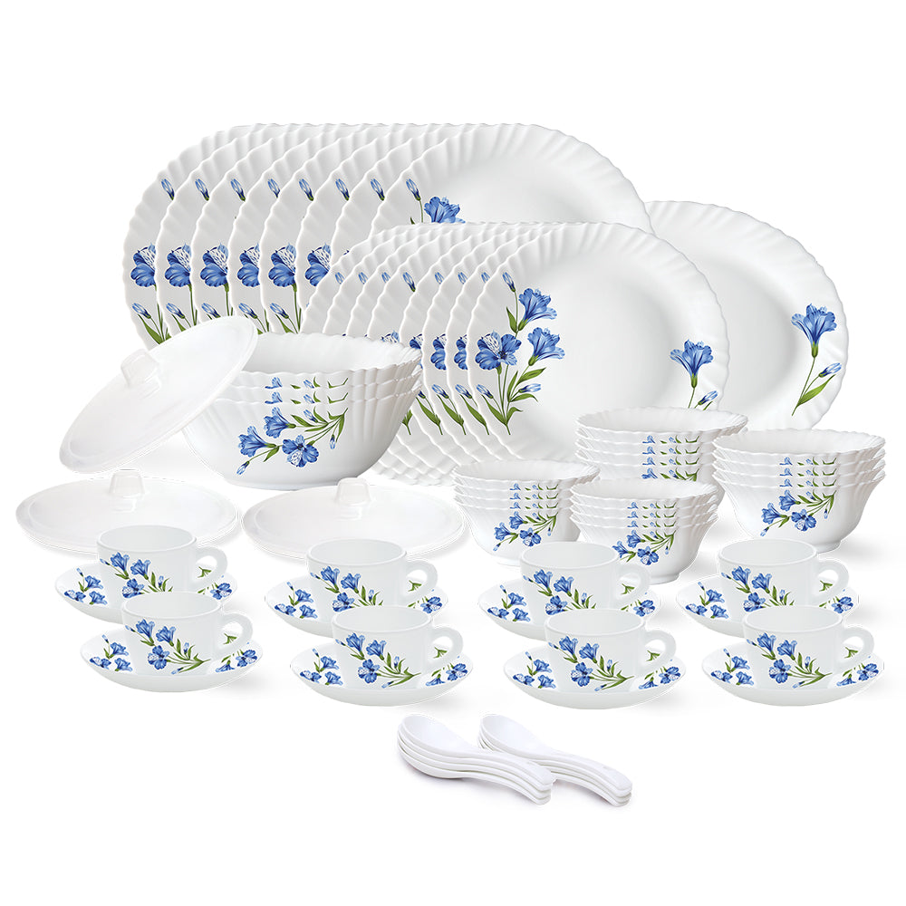 Larah by Borosil, Marina Blue Dinner Set, 66 pc