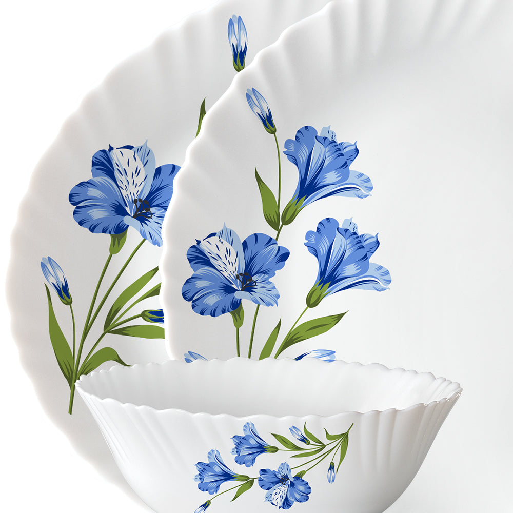 Larah by Borosil, Marina Blue Dinner Set, 66 pc
