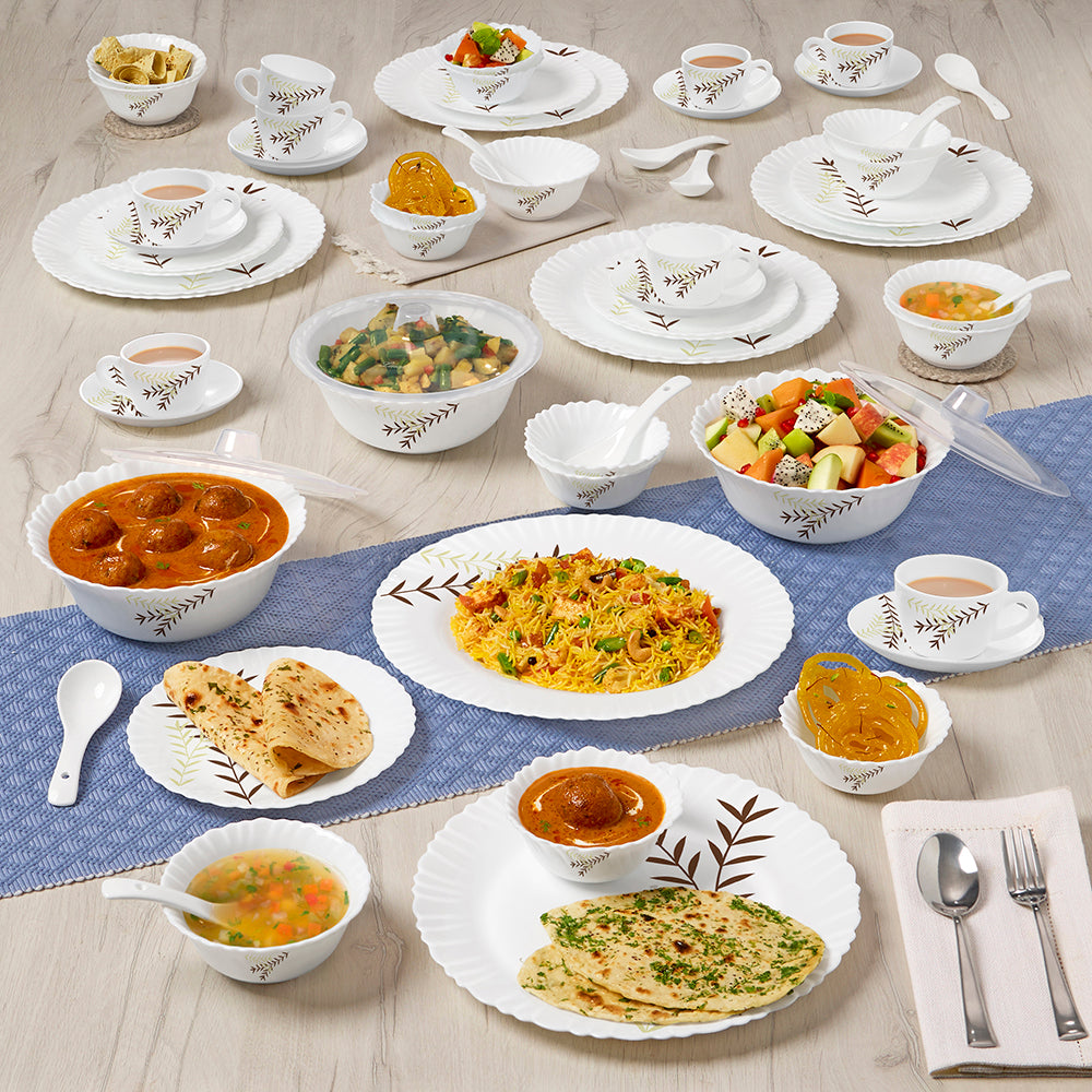 Larah by Borosil Oak Dinner Set 63 pc Set: Serves 8