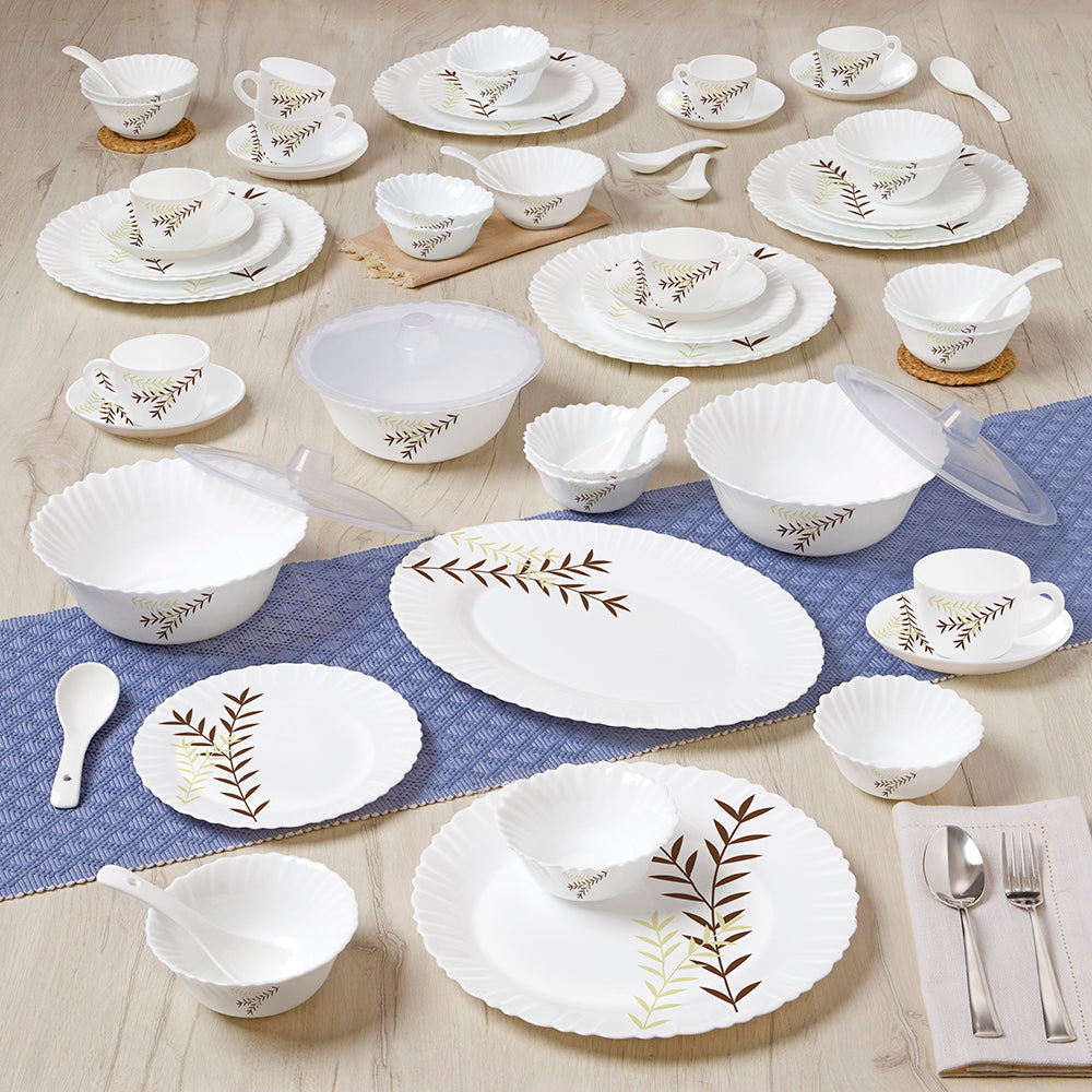 Larah by Borosil Oak Dinner Set 63 pc Set: Serves 8