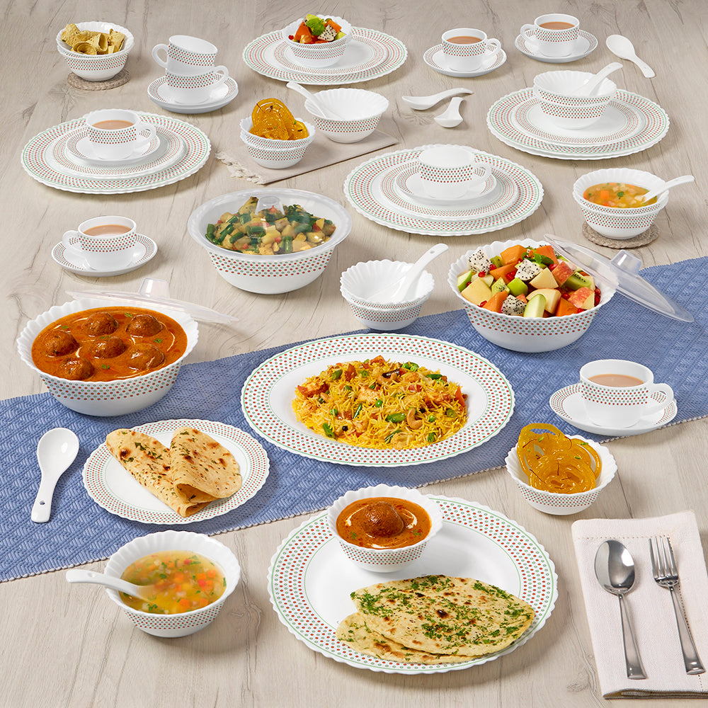 Larah by Borosil Waltz Dinner Set 63 pc Set: Serves 8