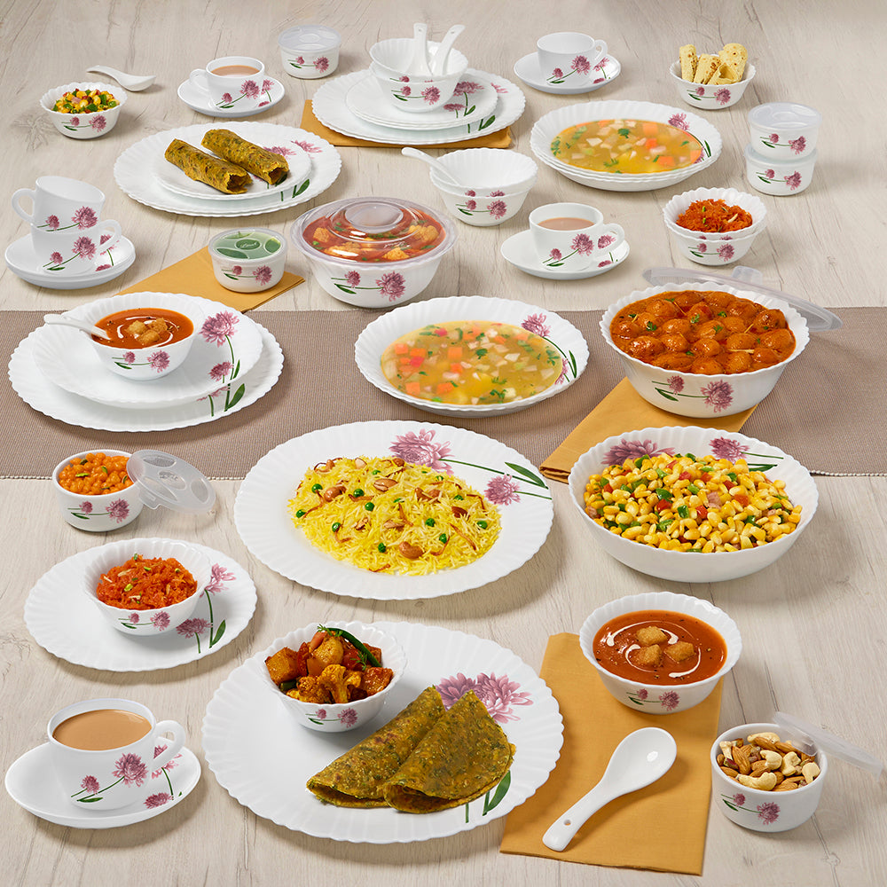 Larah by Borosil Nargis Dinner Set 66 pc Set: Serves 6