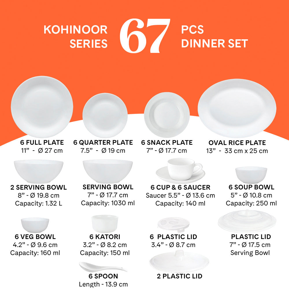 Larah by Borosil, Corsica Dinner Set, 67 pc