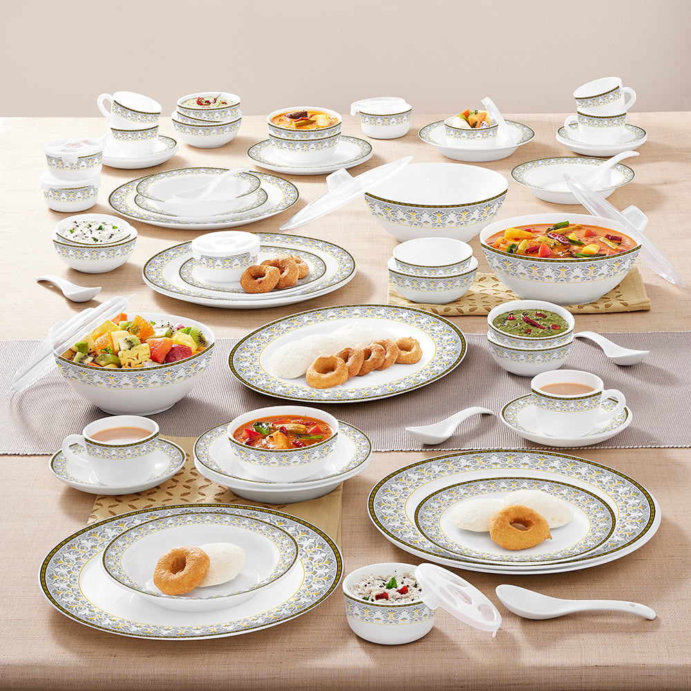 Larah by Borosil Vatika Dinner Set 67 pc Set: Serves 6