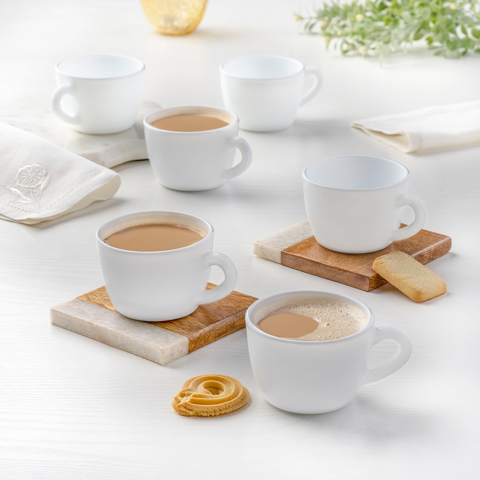 Larah By Borosil Snow Cup Set 140 ml x 6