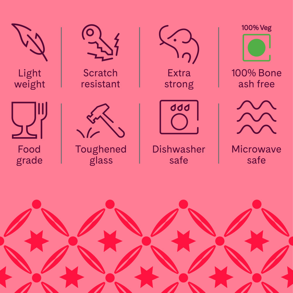 Larah by Borosil, Opalware, Microwave Safe, Red Mist Cup Set of 6 90 ml x 6