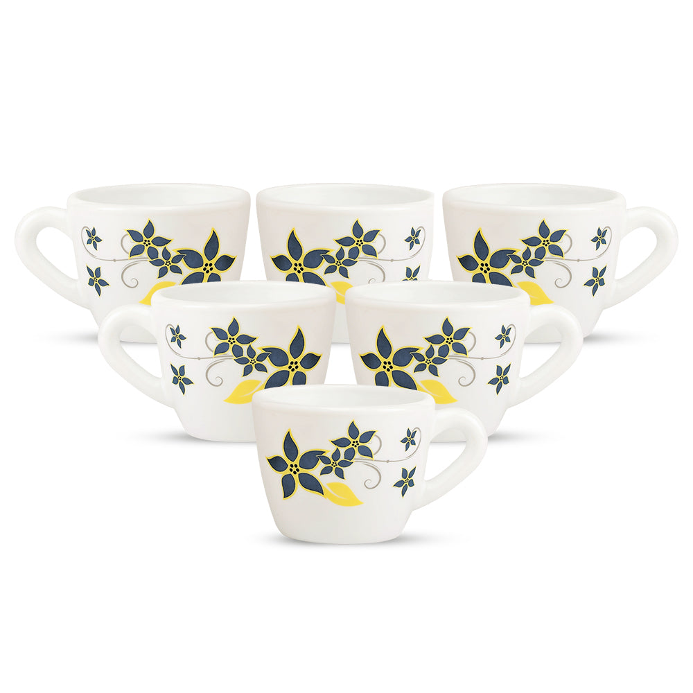 Larah by Borosil, Opalware, Microwave Safe, Viva Cup Set of 6 90 ml x 6