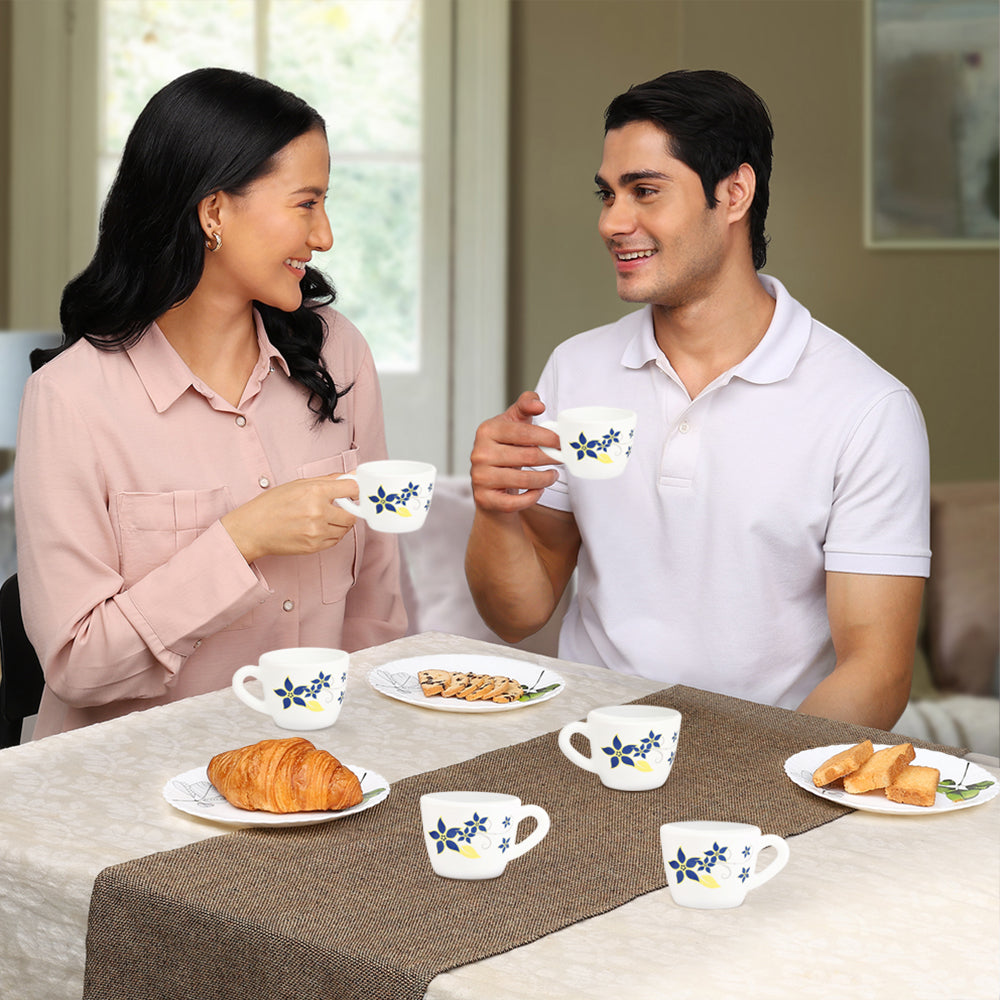 Larah by Borosil, Opalware, Microwave Safe, Viva Cup Set of 6 90 ml x 6