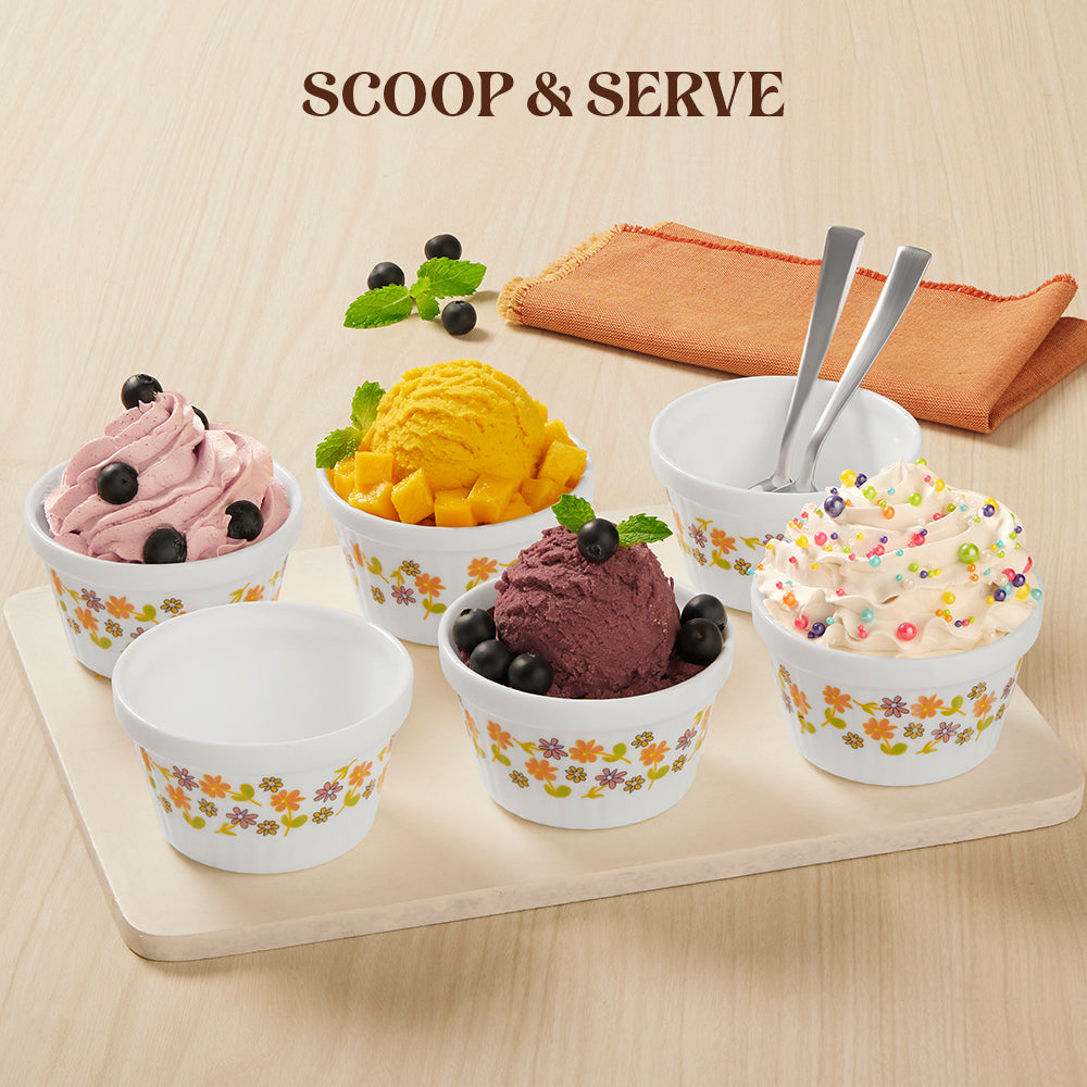 Larah by Borosil Delight Ice Cream Bowl Set 6 pc Set