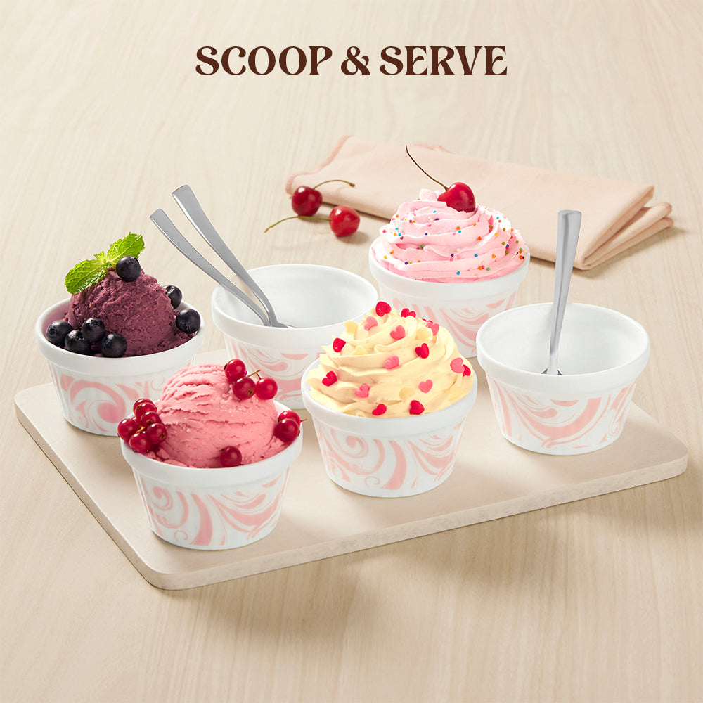 Larah by Borosil Frosty Red Ice Cream Bowl Set 6 pc Set