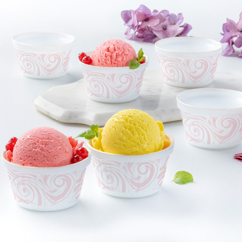 Larah by Borosil Frosty Red Ice Cream Bowl Set 6 pc Set