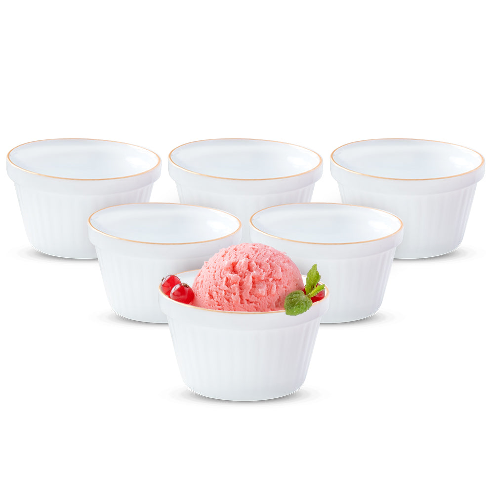 Larah by Borosil Goldline Ice Cream Bowl Set 6 pc Set