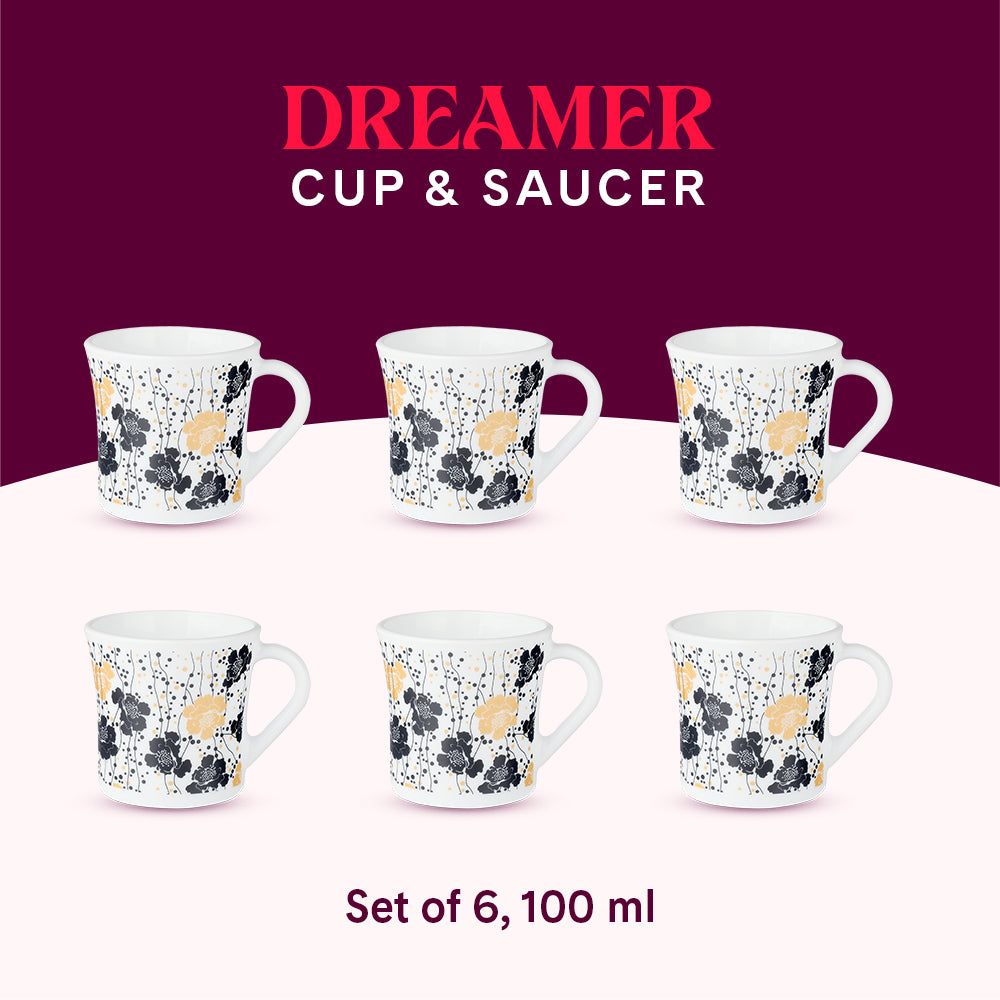 Larah by Borosil Crysta Dreamer Mug Set 100 ml x 6