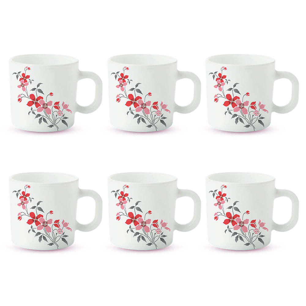 Larah by Borosil Fiore Mug Set 100 ml x 6