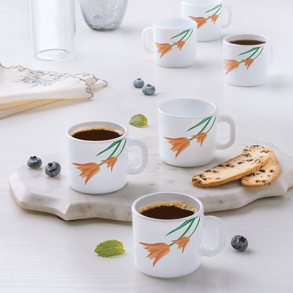 Larah by Borosil Firefly Mug Set 100 ml x 6